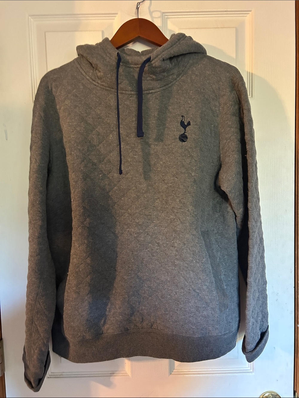 Tottenham Hotspur Quilted Gray Pullover Hoodie with Navy Accents